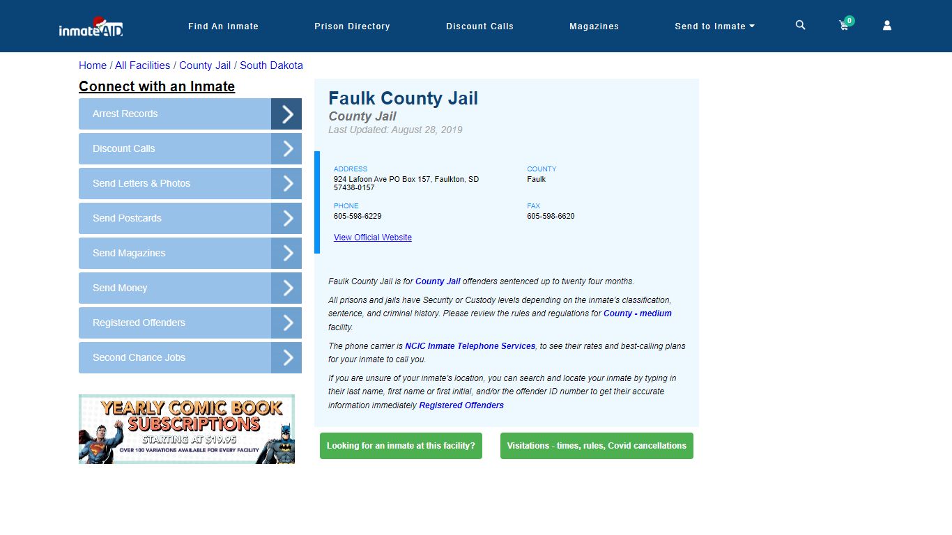 Faulk County Jail - Inmate Locator - Faulkton, SD